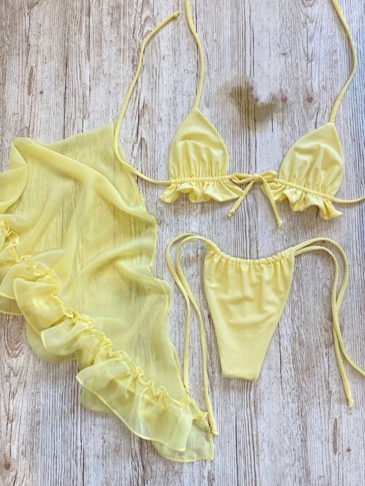 Set costum de baie SHEIN, galben