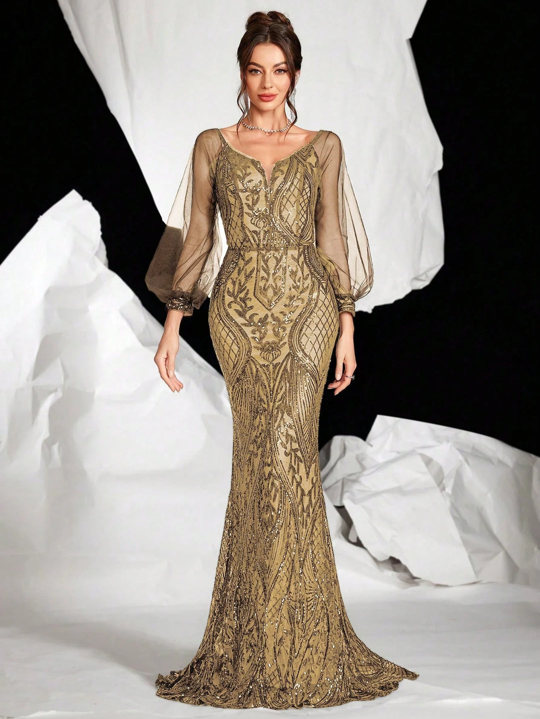 Rochie de ocazie SHEIN, bej