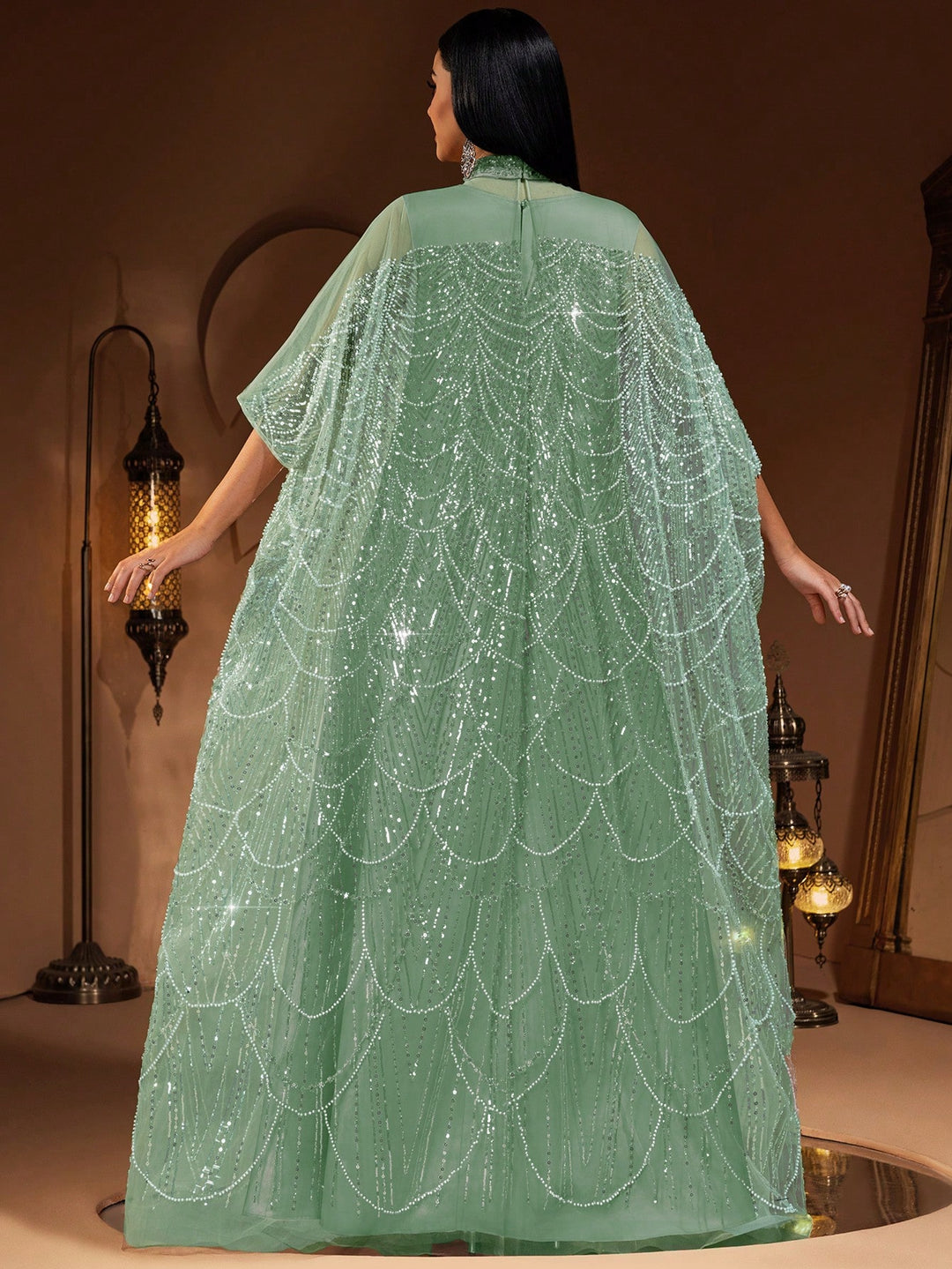 Set caftan și jalabiya SHEIN, verde