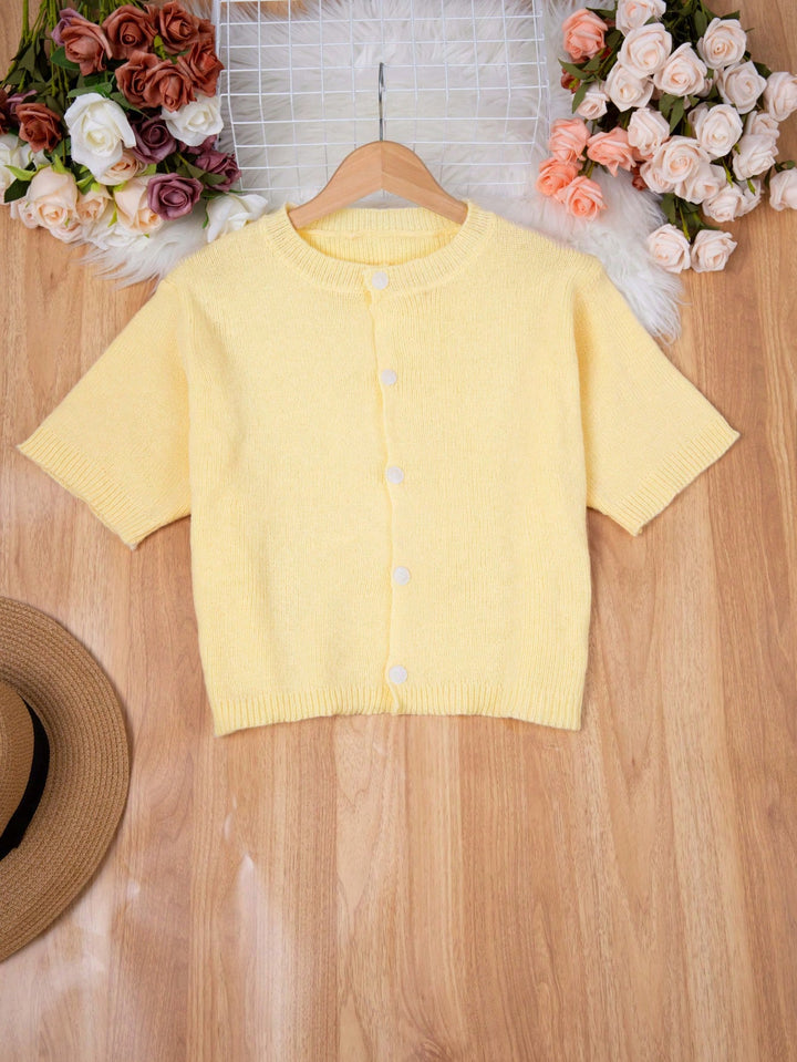 Cardigan cu mânecă scurtă SHEIN, galben