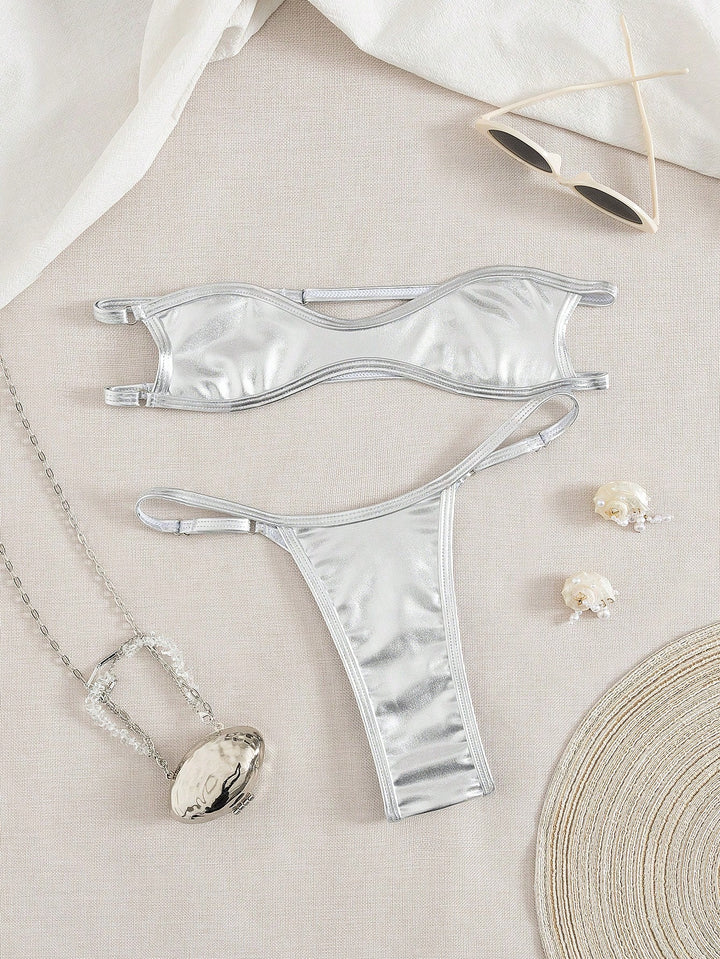 Set bikini SHEIN, argintiu