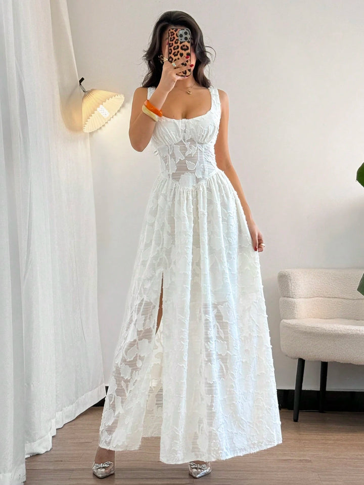 Rochie maxi SHEIN, crem