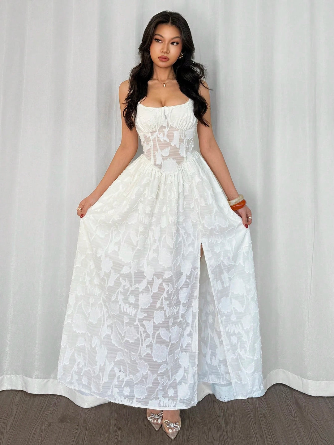 Rochie maxi SHEIN, crem