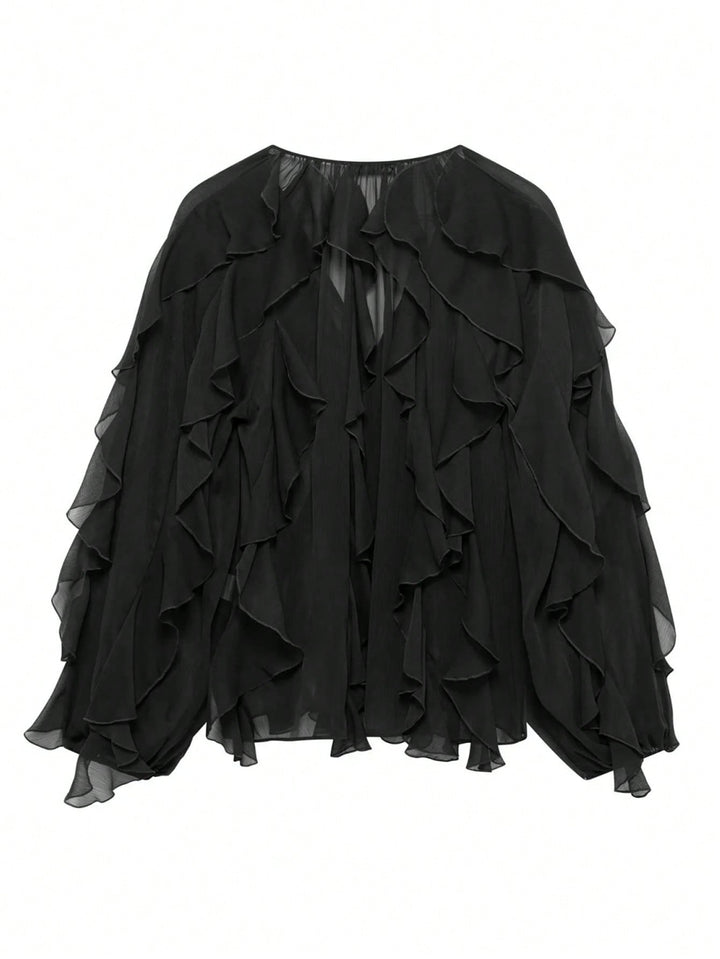 Cămașă bluză elegante cu mâneci lungi SHEIN, negru