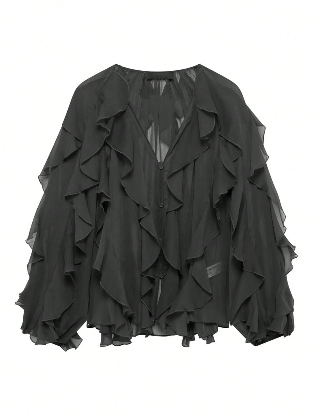 Cămașă bluză elegante cu mâneci lungi SHEIN, negru