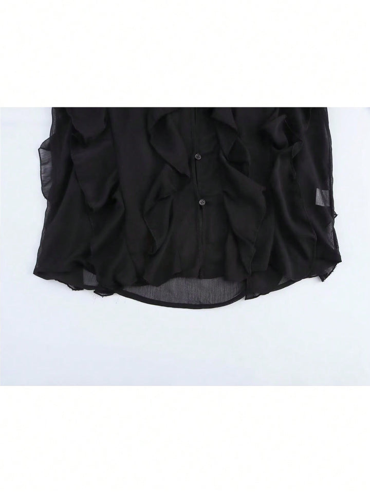 Cămașă bluză elegante cu mâneci lungi SHEIN, negru
