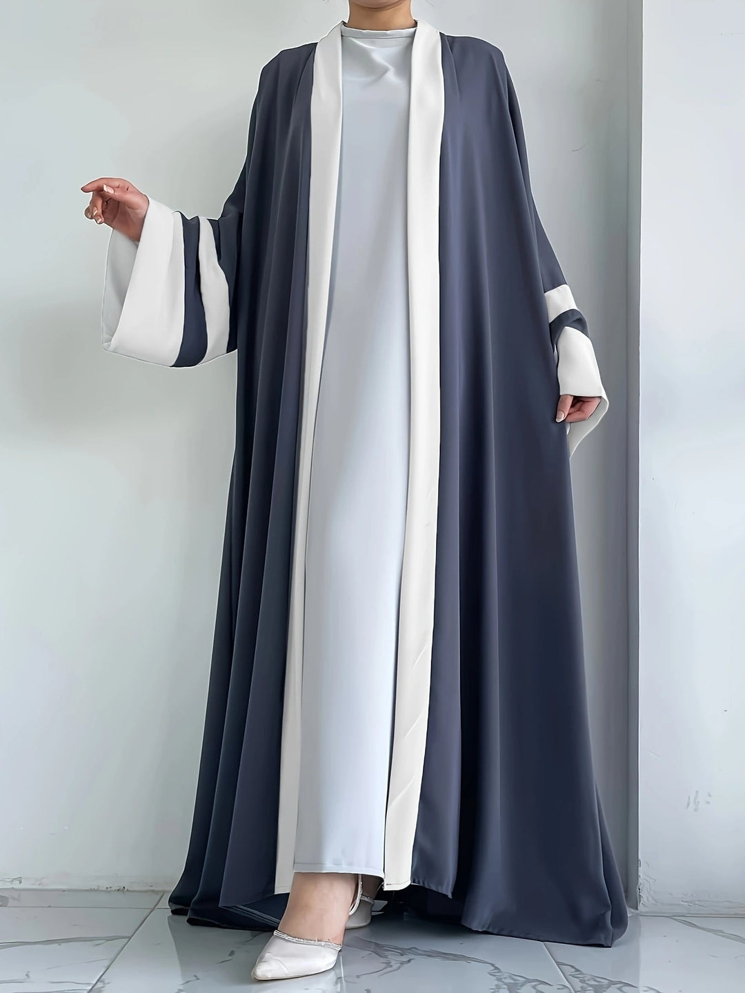 Set caftan și jalabiya SHEIN, gri
