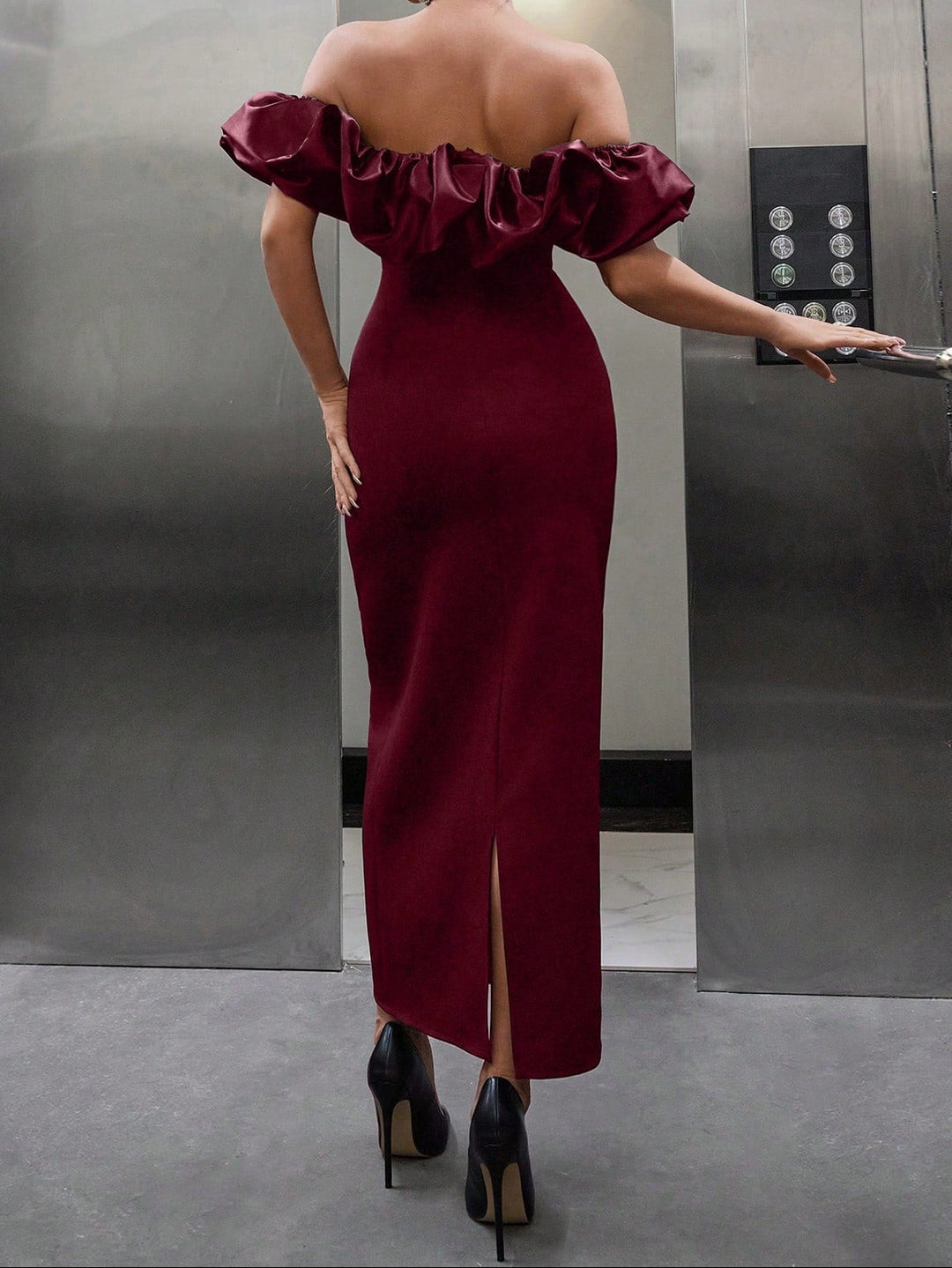 SHEIN maxi ruha, bordó