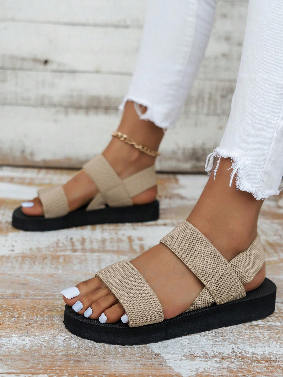 SHEIN szandál, khaki
