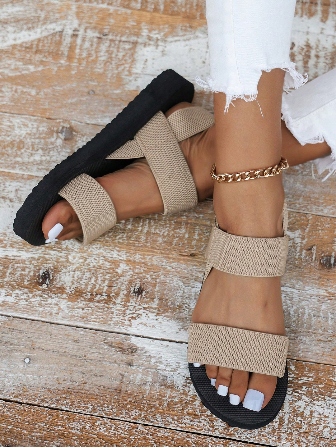 SHEIN szandál, khaki