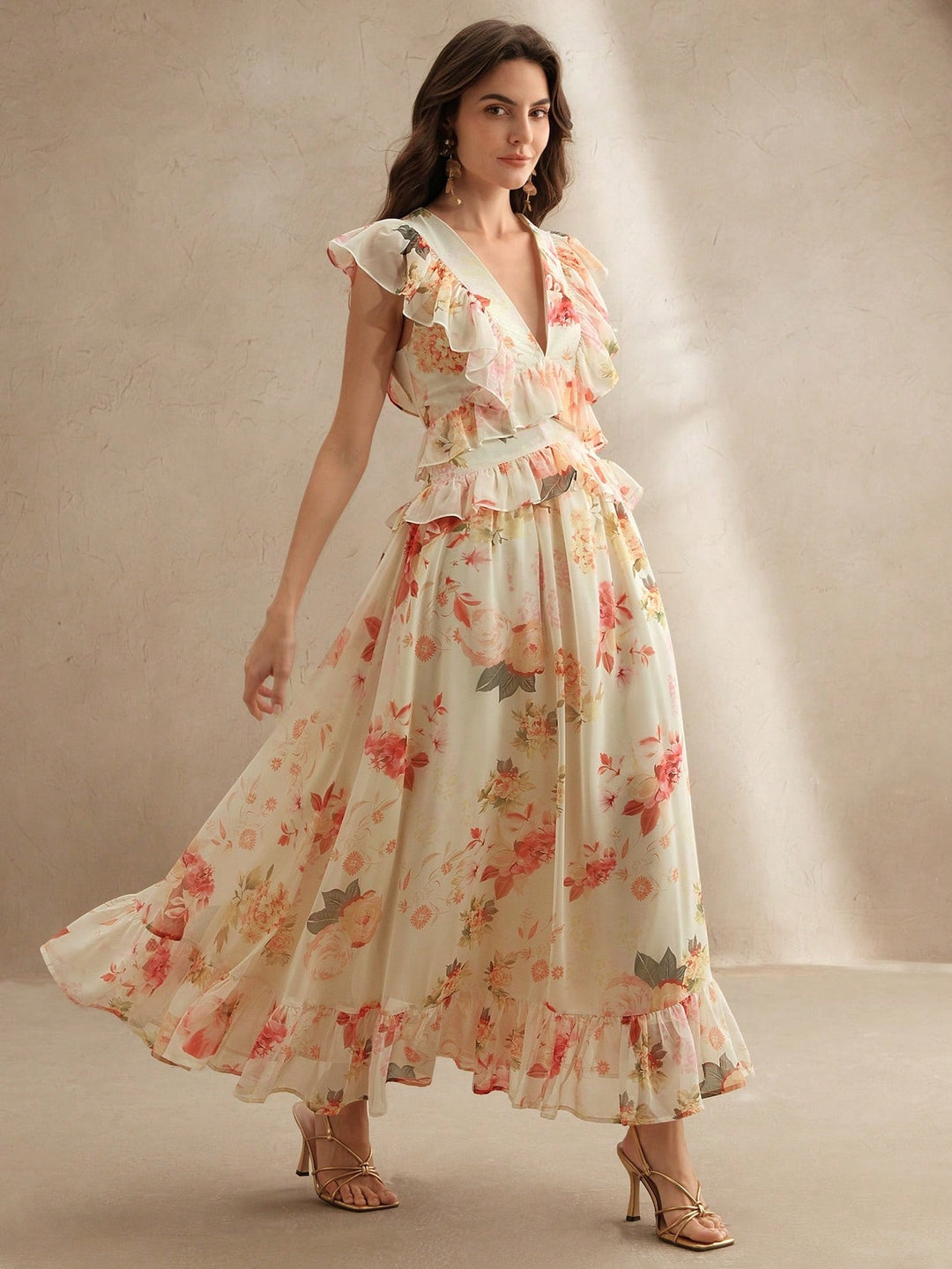Rochie maxi SHEIN, portocaliu
