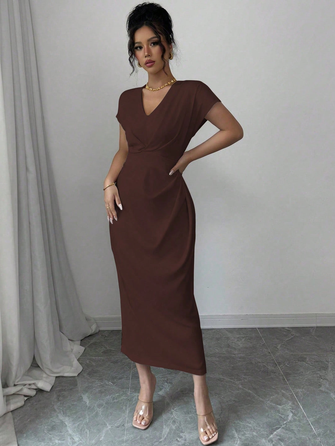 Rochie maxi SHEIN, maro