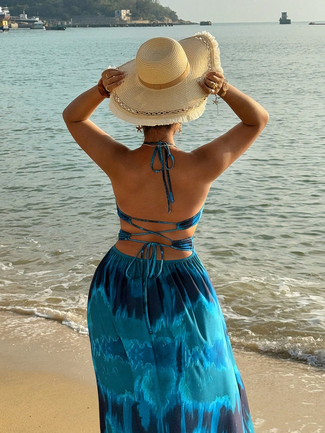 Shein Curve+ maxi ruha, kék