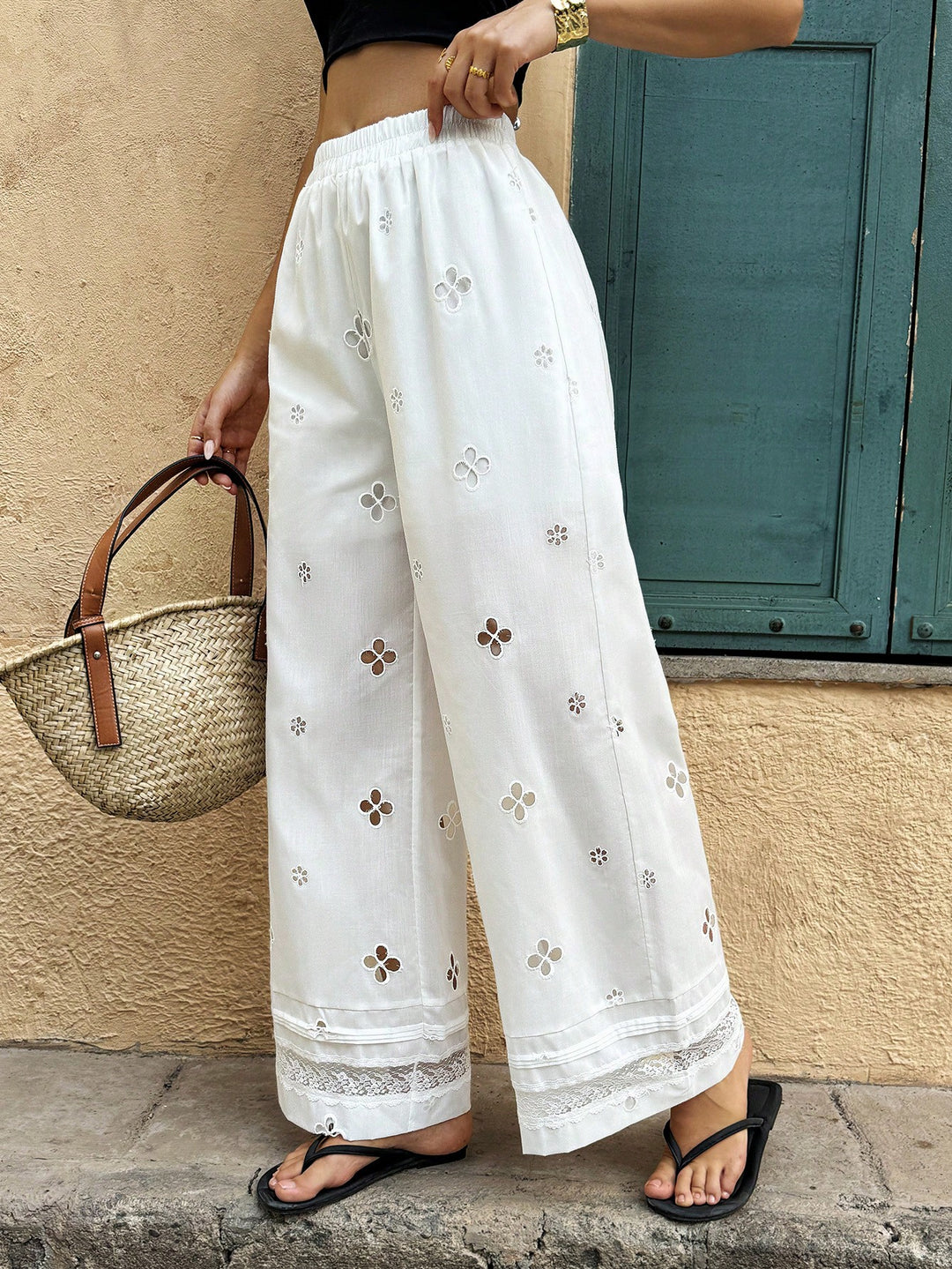 Pantaloni SHEIN, alb