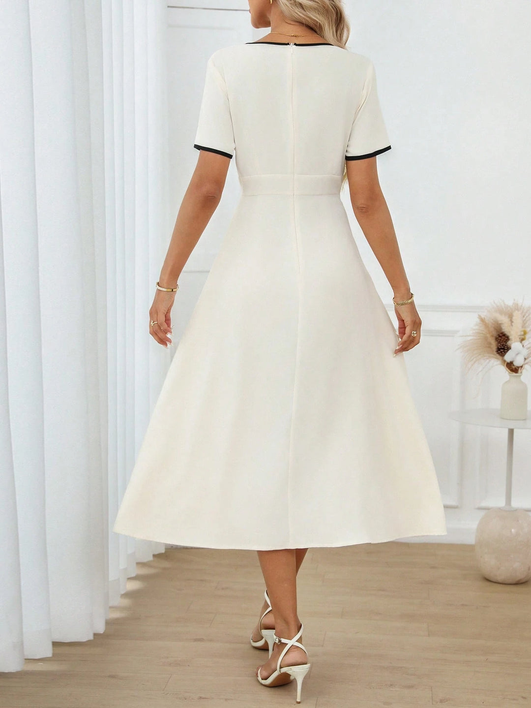 SHEIN cream midi dress