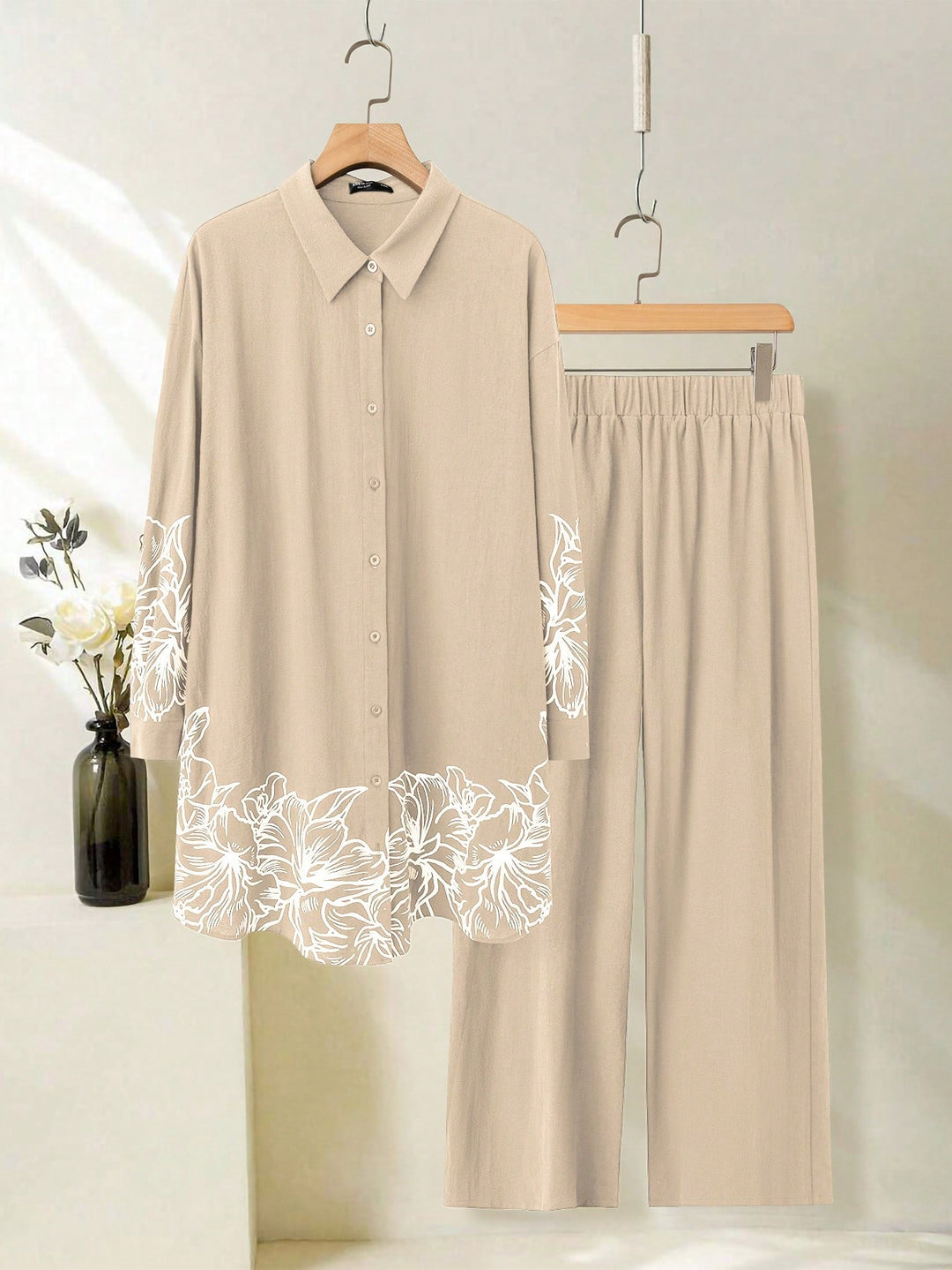 Shein Curve+ szett, krémszínű