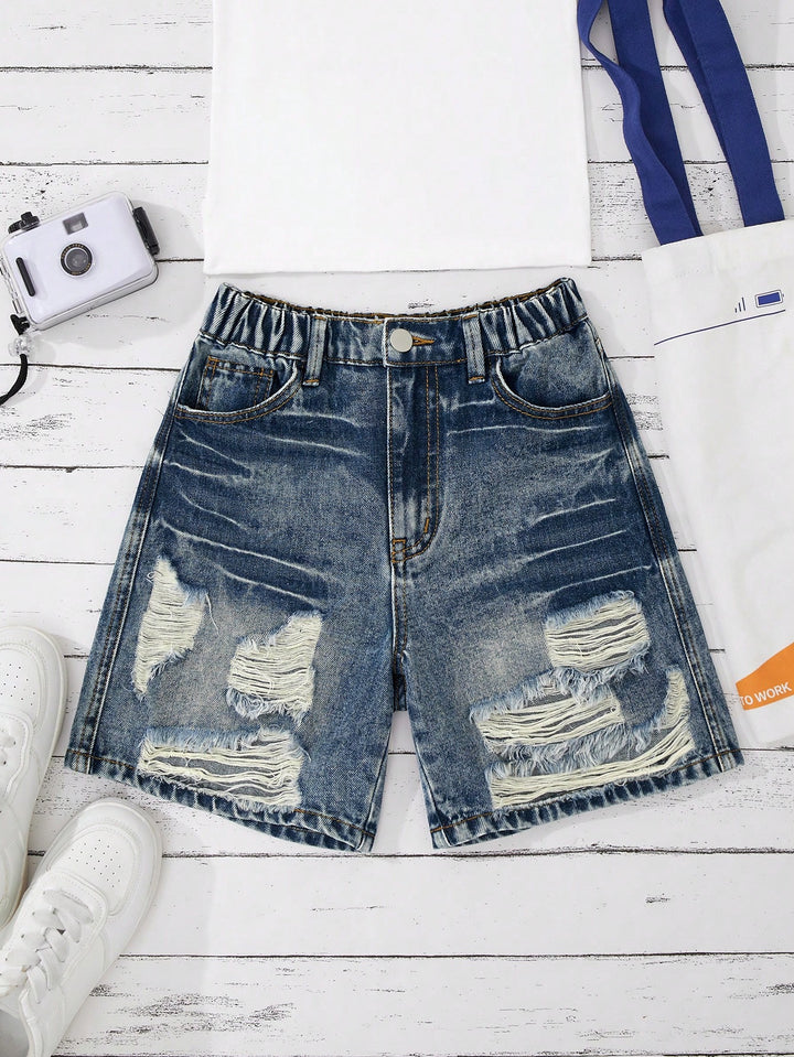 Pantaloni scurți de blugi Shein, albastru