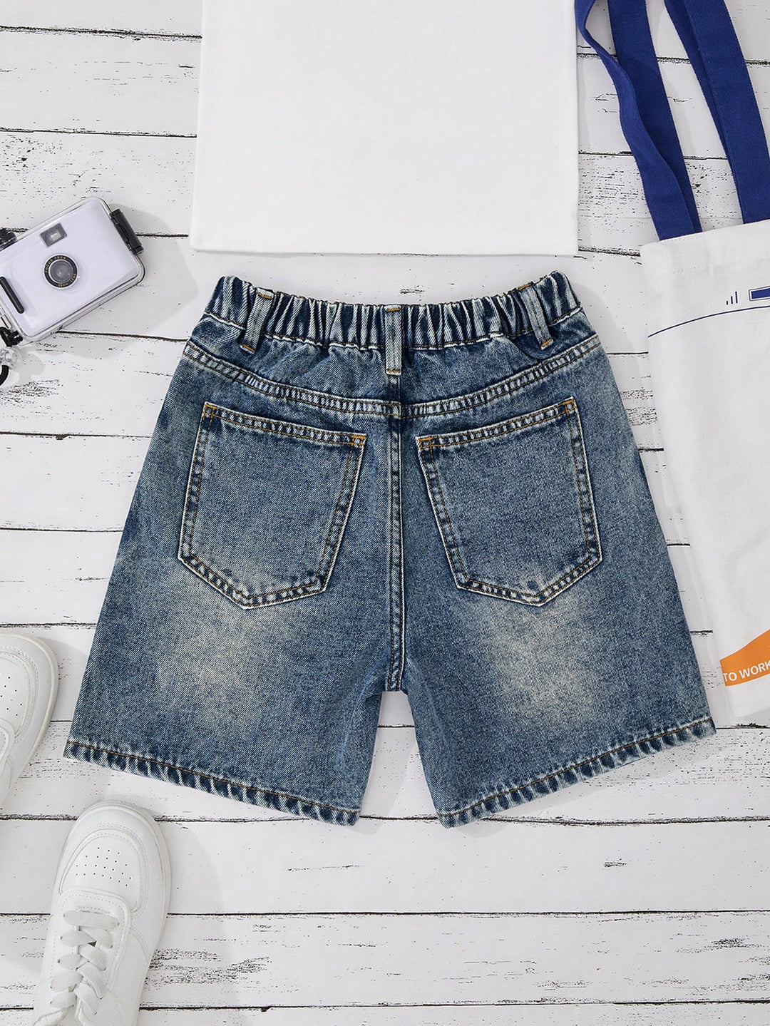 Pantaloni scurți de blugi Shein, albastru