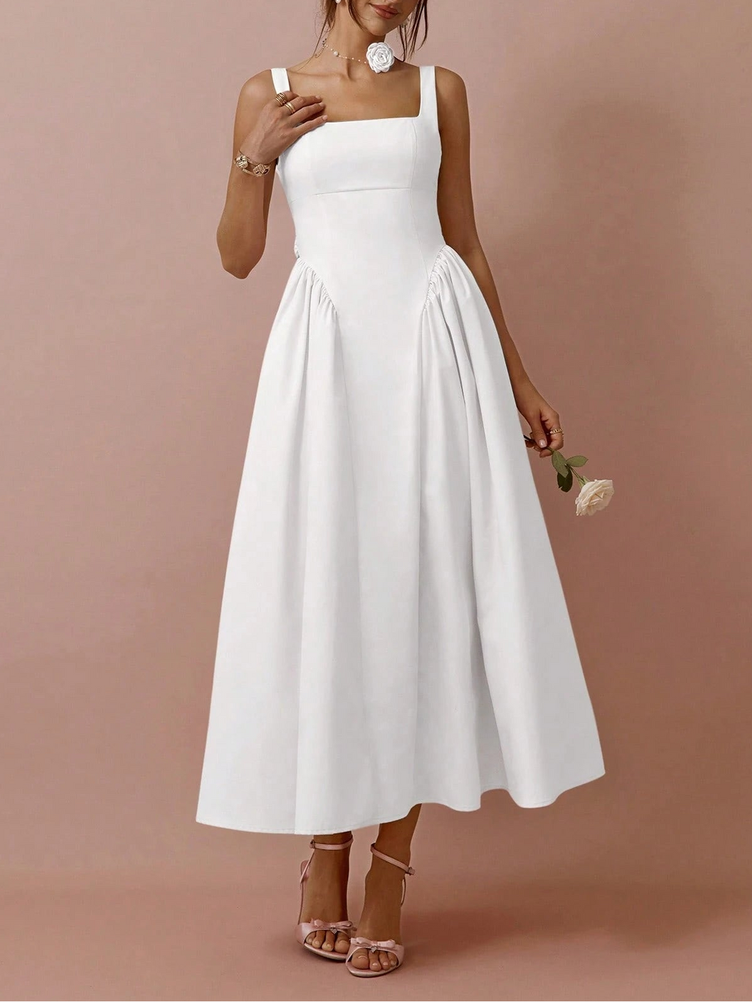 SHEIN maxi ruha, fehér