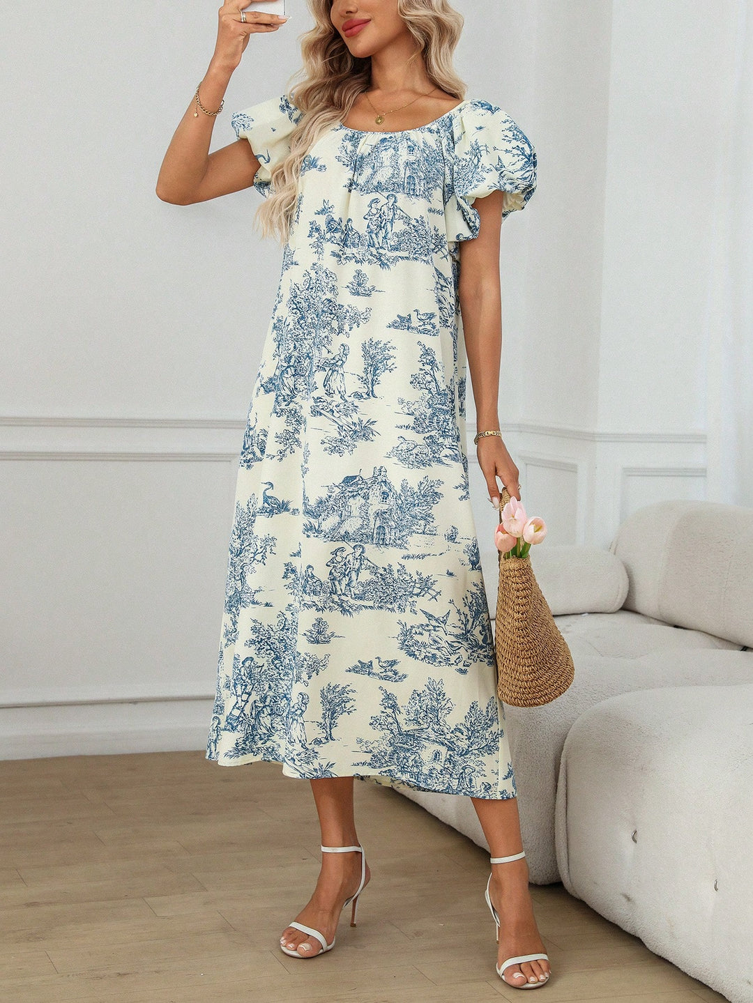 Rochie midi SHEIN, crem