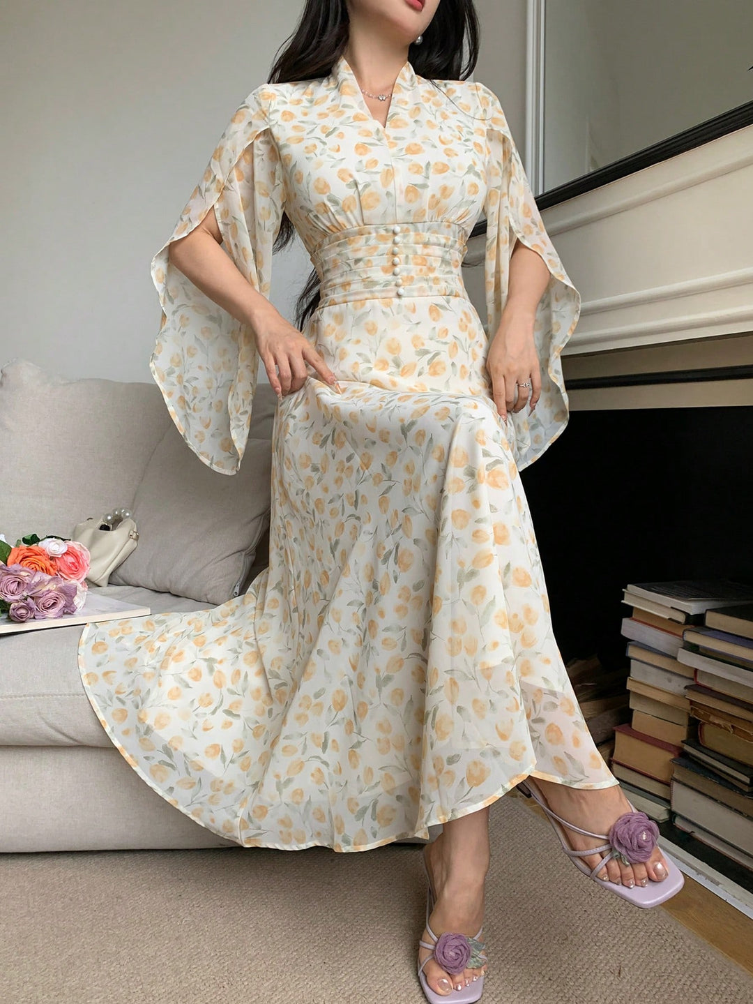 Rochie maxi SHEIN, bej