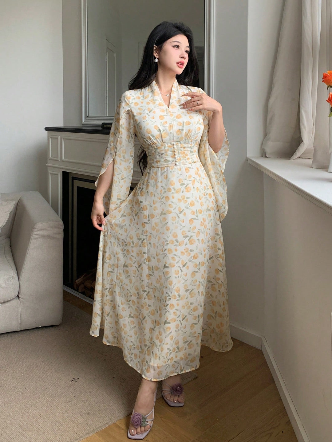 Rochie maxi SHEIN, bej