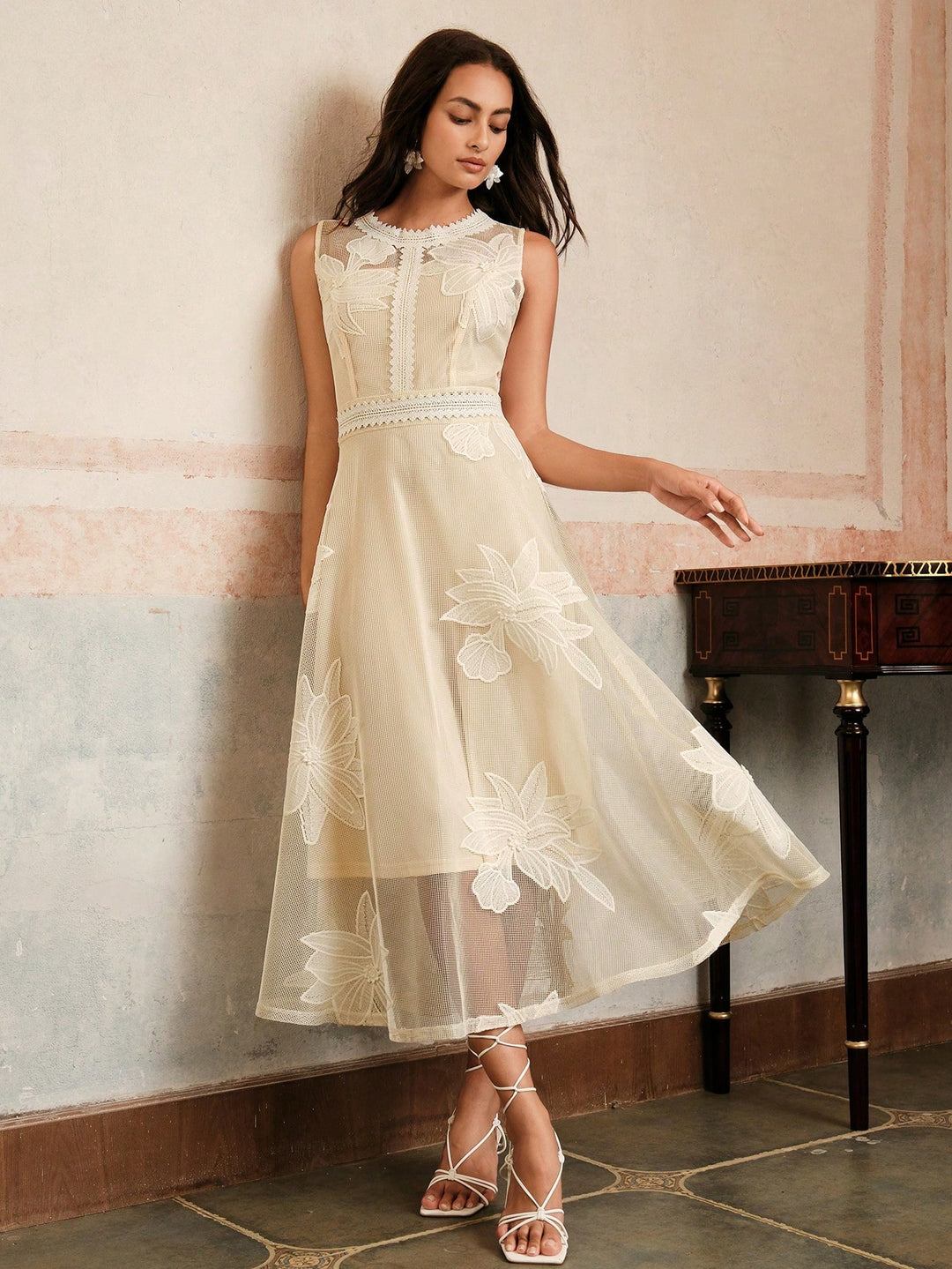 Rochie midi SHEIN, crem