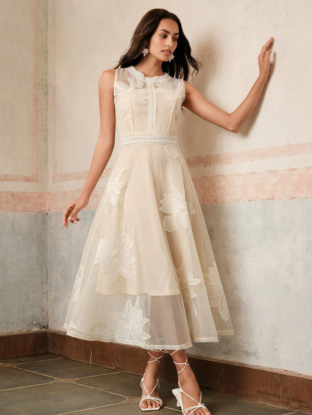 Rochie midi SHEIN, crem