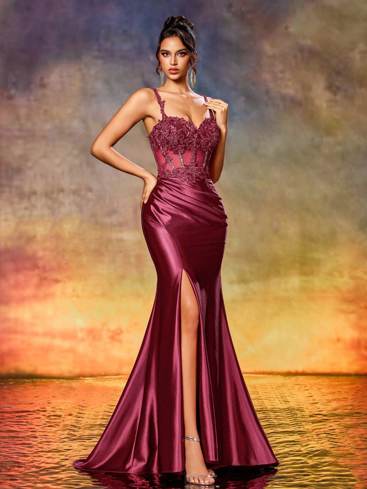 SHEIN maxi ruha, bordó