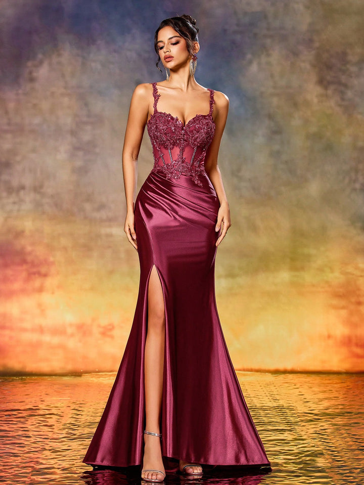 SHEIN maxi ruha, bordó