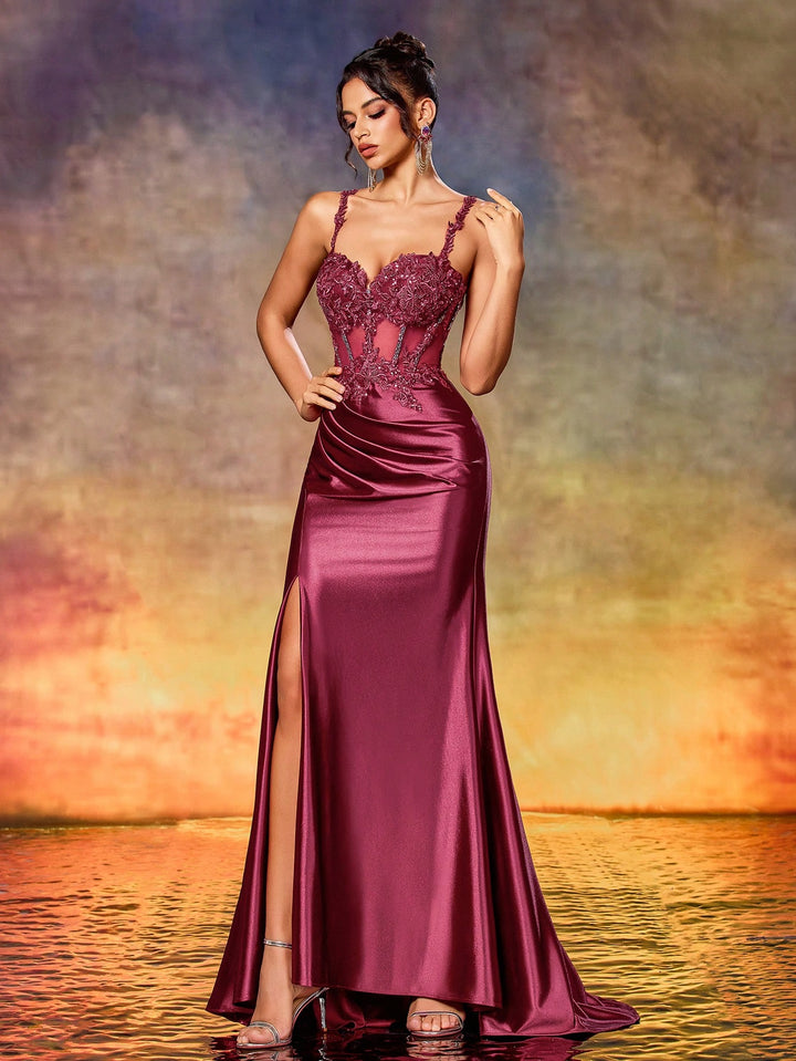 SHEIN maxi ruha, bordó
