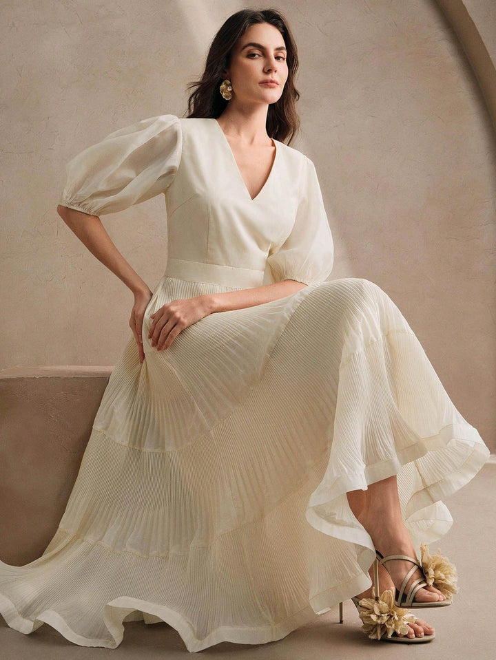 Rochie maxi SHEIN, crem