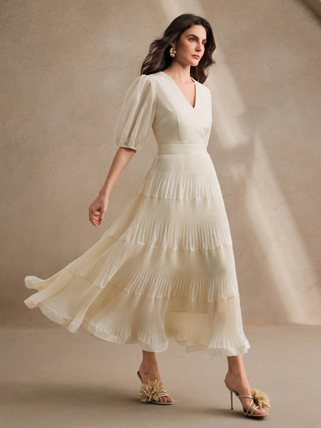 Rochie maxi SHEIN, crem