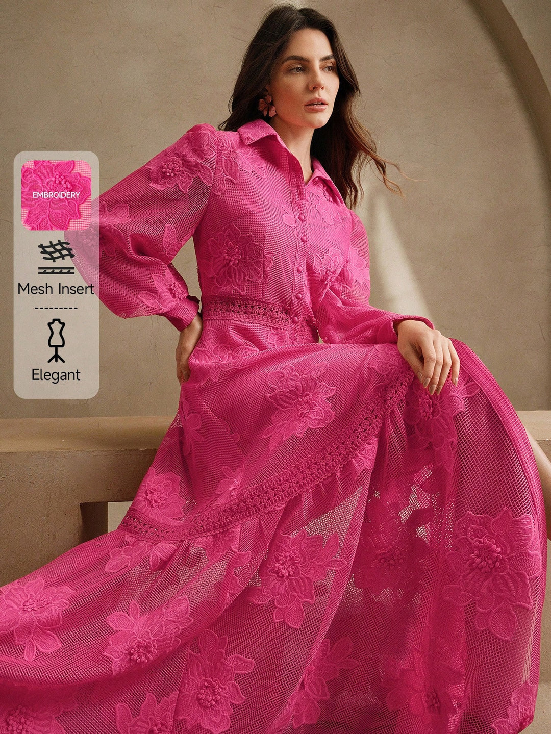 Rochie maxi SHEIN, roz