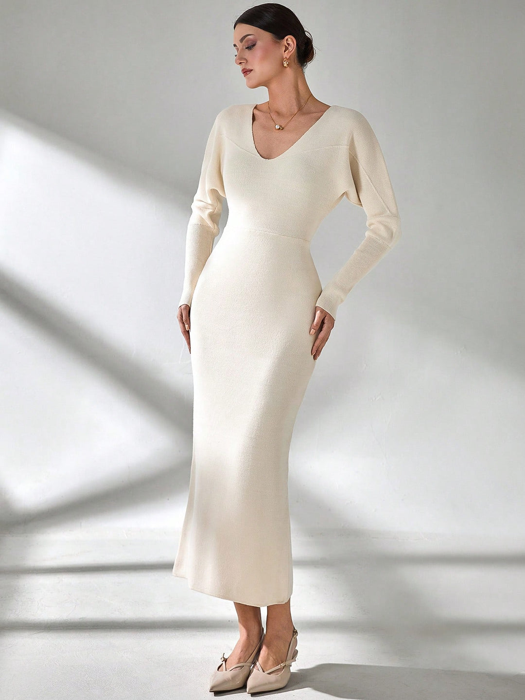 SHEIN maxi ruha, krémszínű
