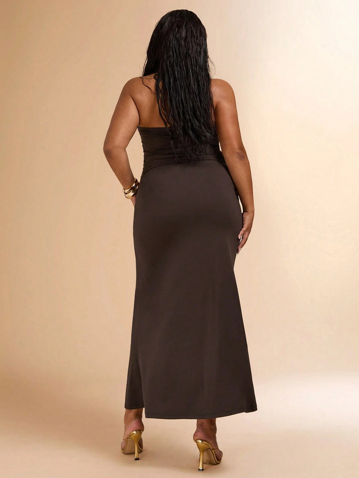 Shein Curve+ szett, barna