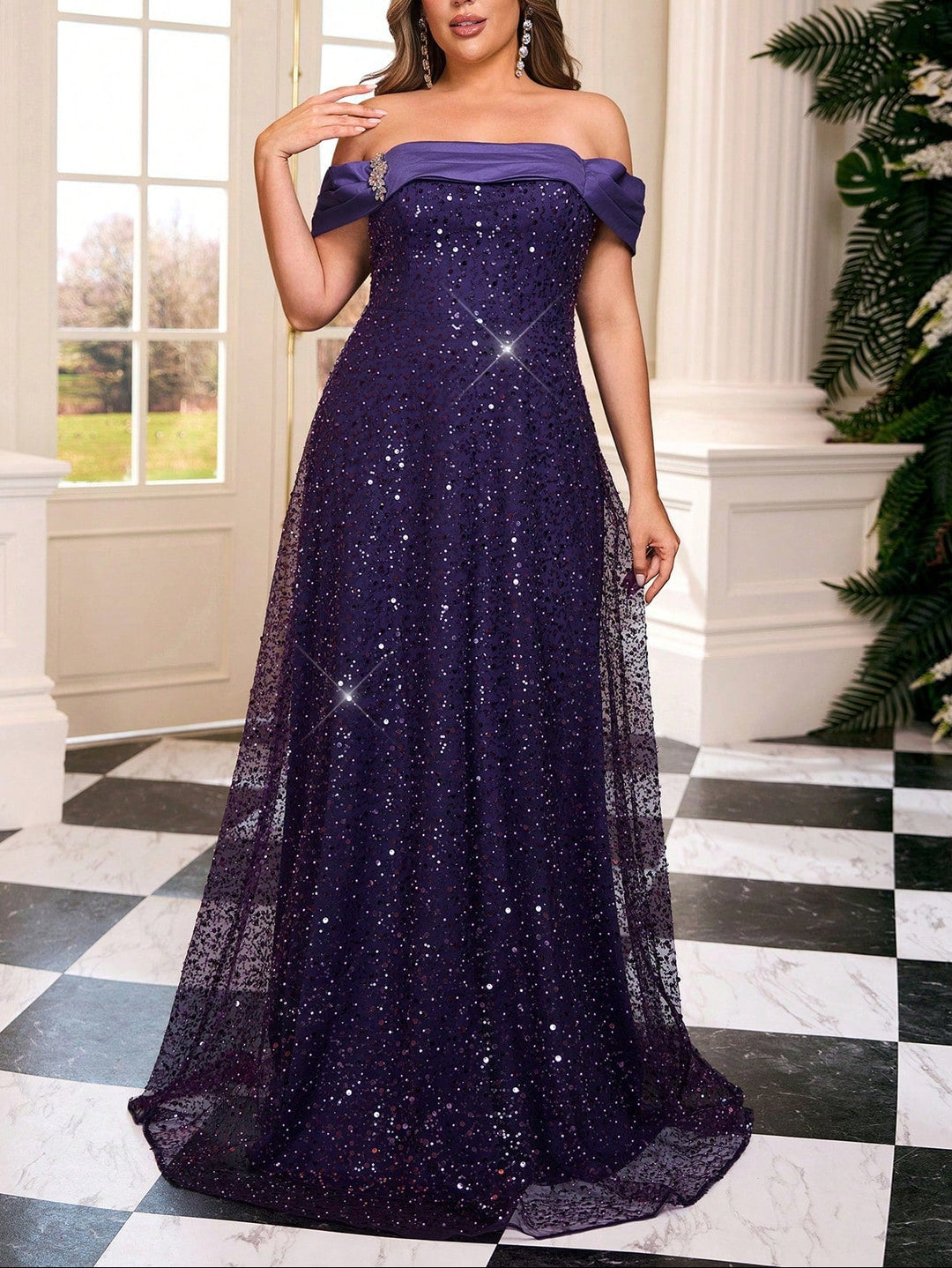 Rochie de ocazie Shein Curve+, mov