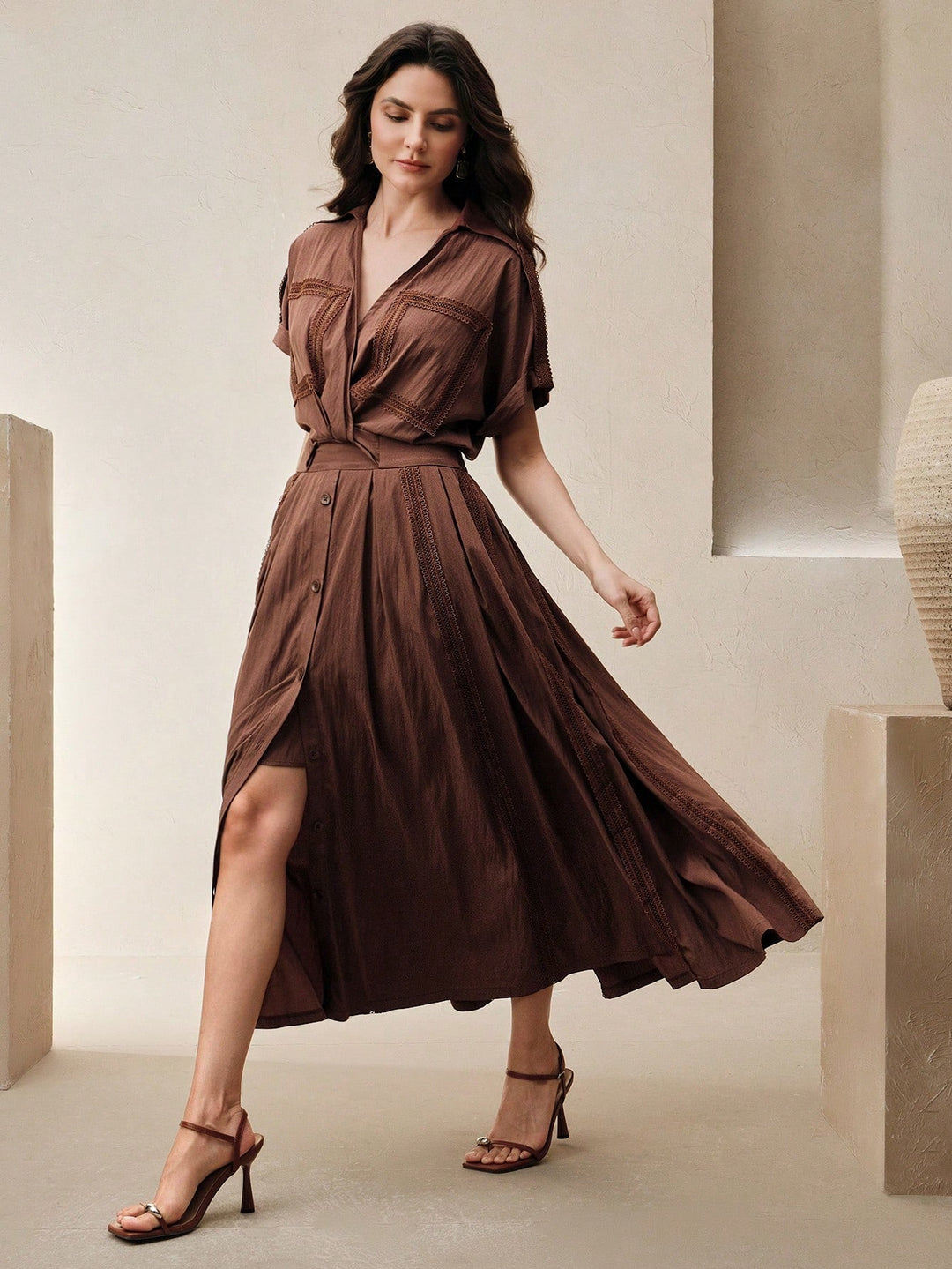 Rochie maxi SHEIN, maro
