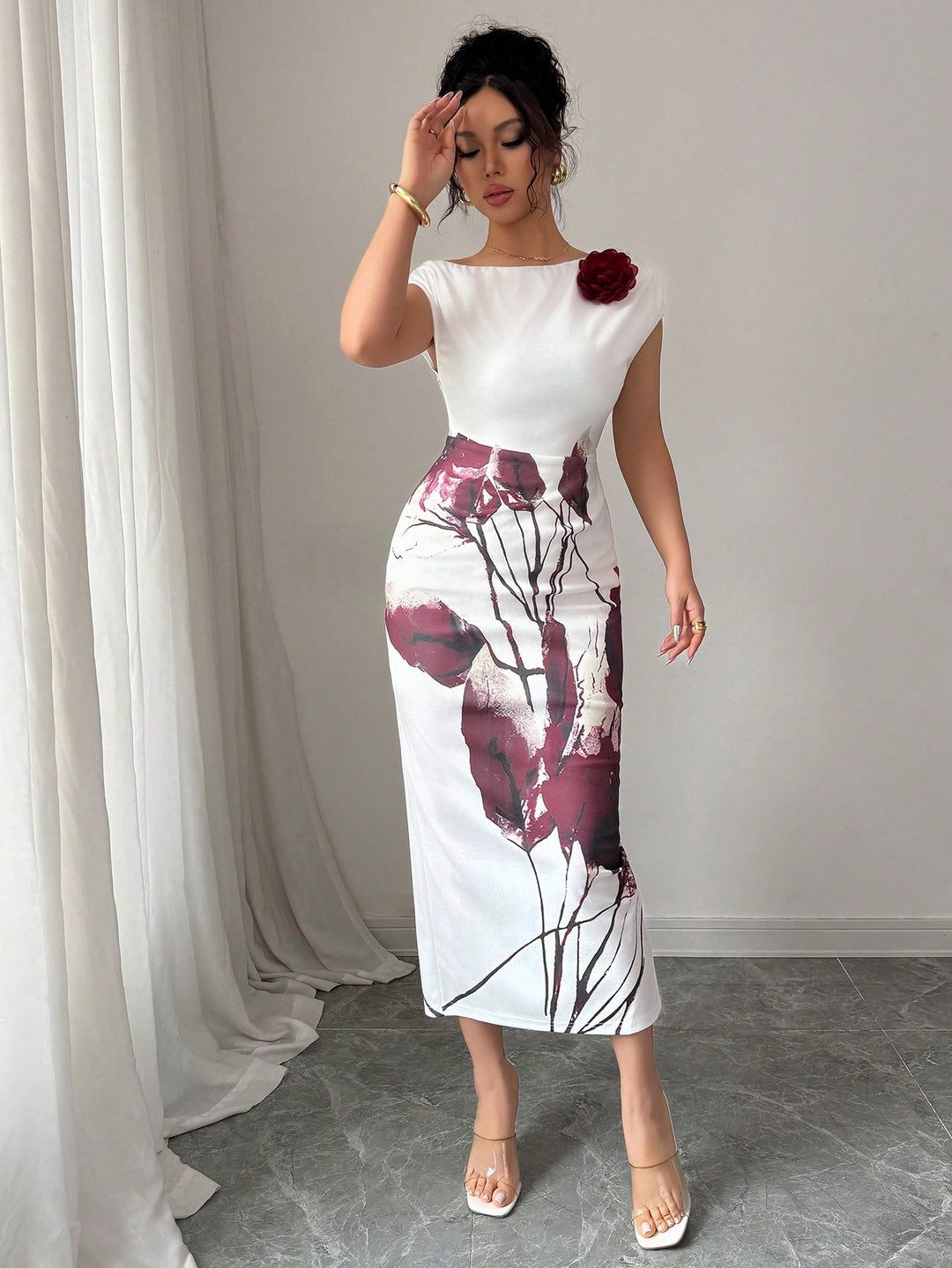 Rochie midi SHEIN, alb