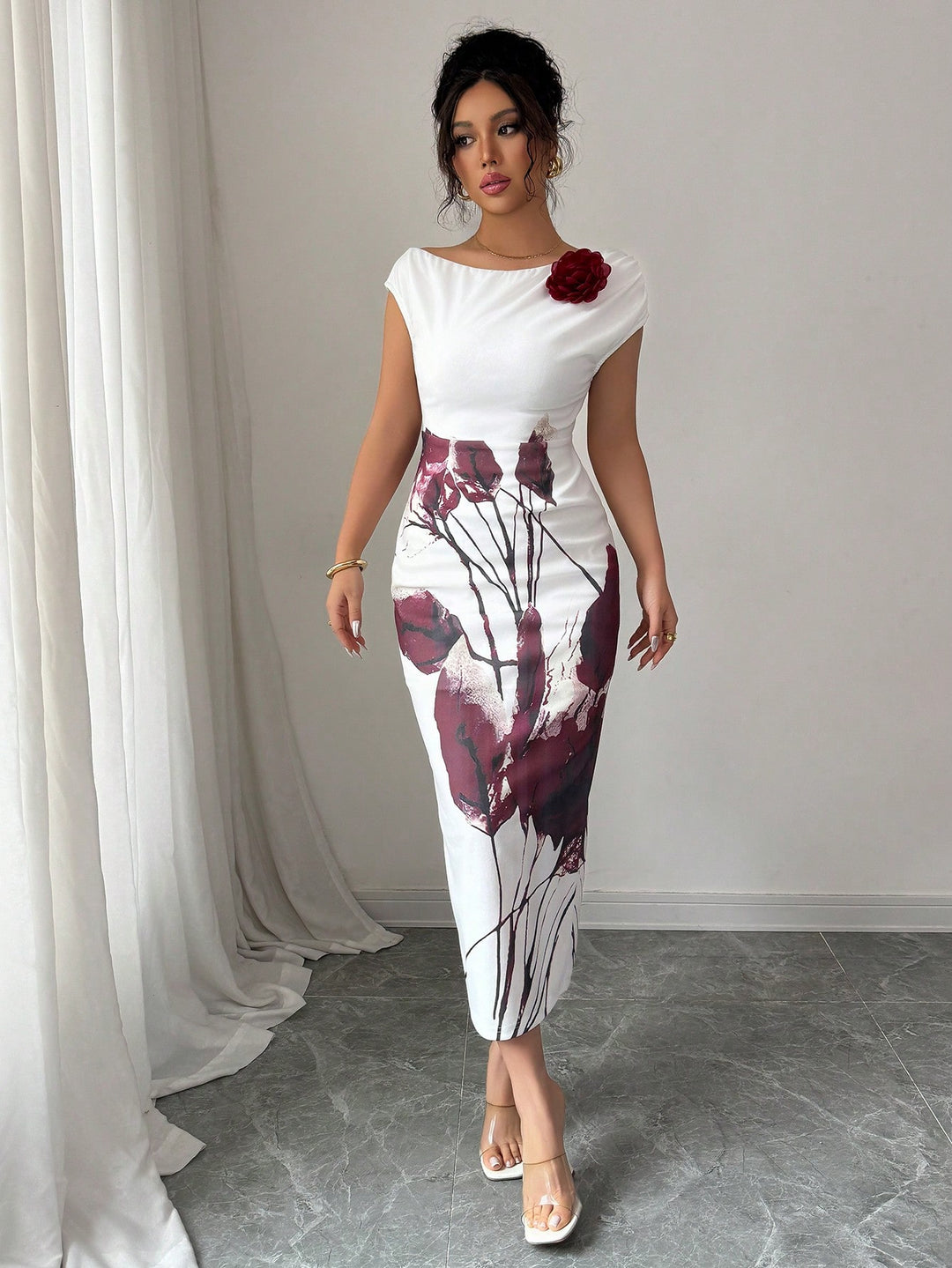 Rochie midi SHEIN, alb