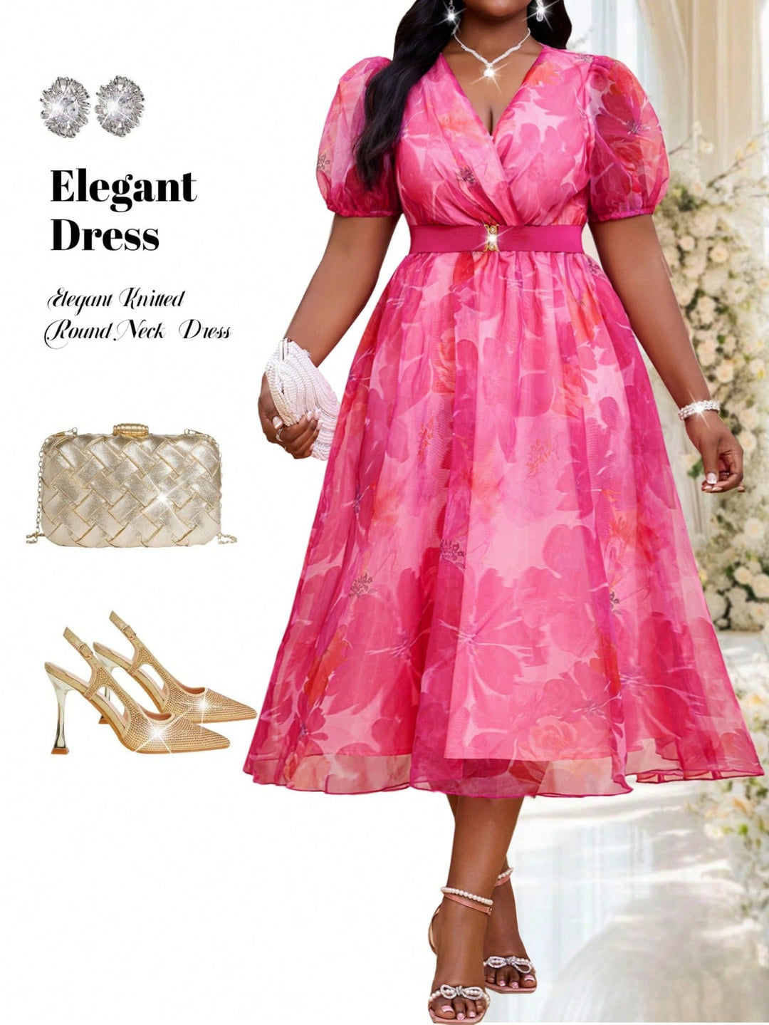 Rochie midi SHEIN, roz