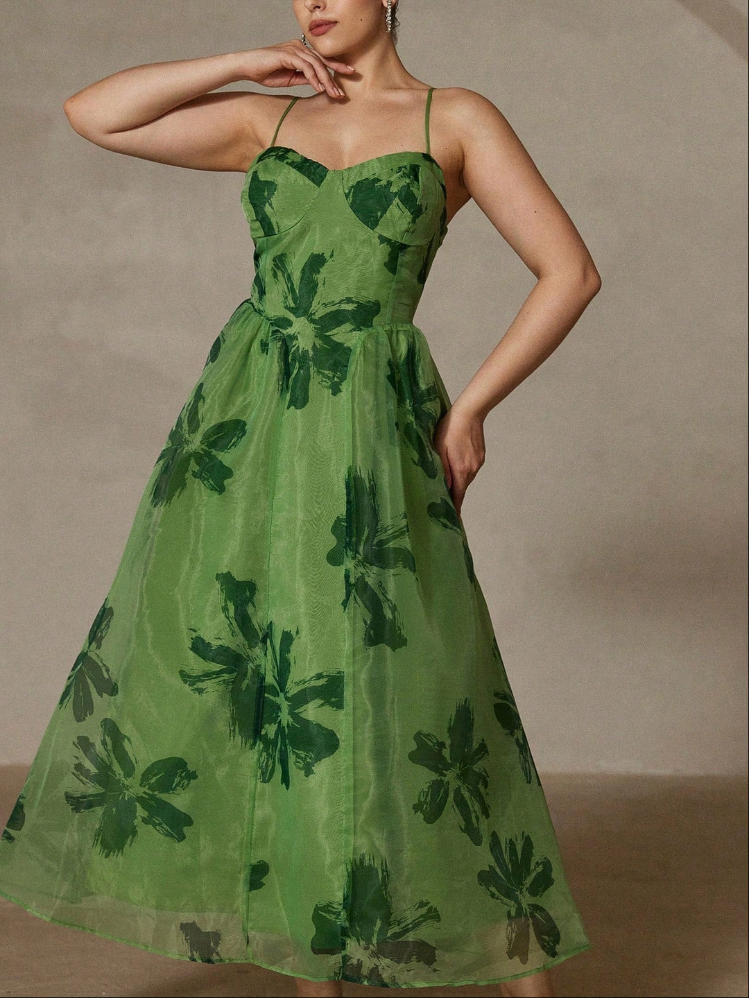 Rochie maxi Shein Curve+, verde