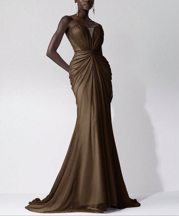 Rochie de ocazie SHEIN, maro