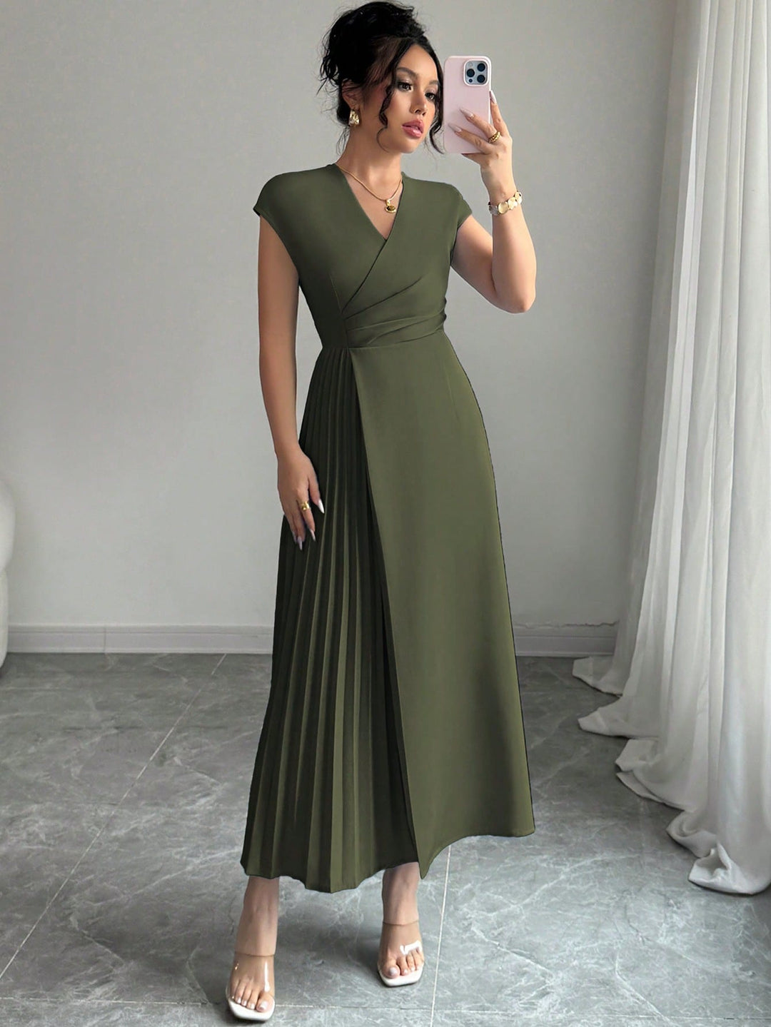 Rochie maxi SHEIN, kaki
