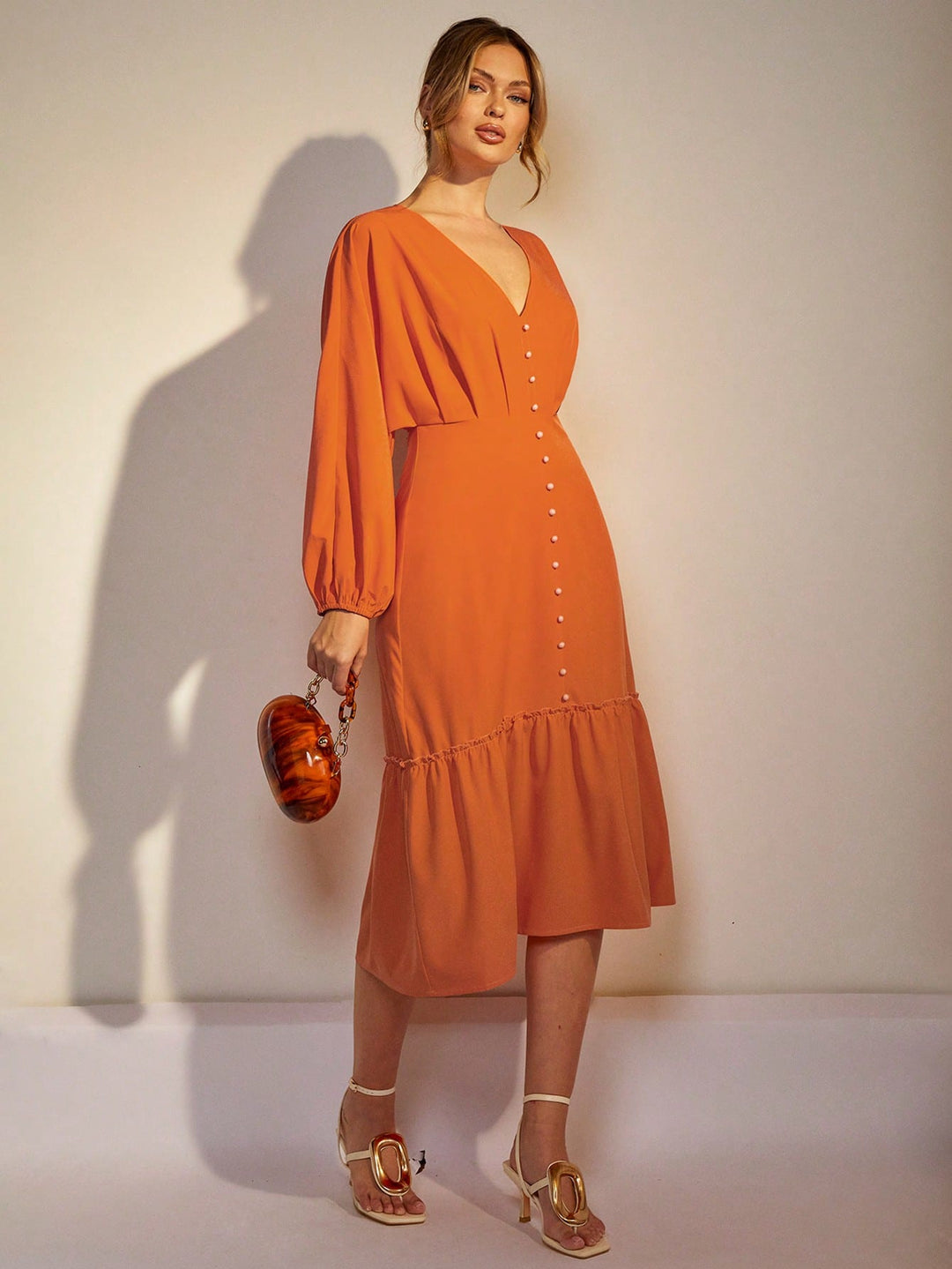 Rochie midi SHEIN, portocaliu