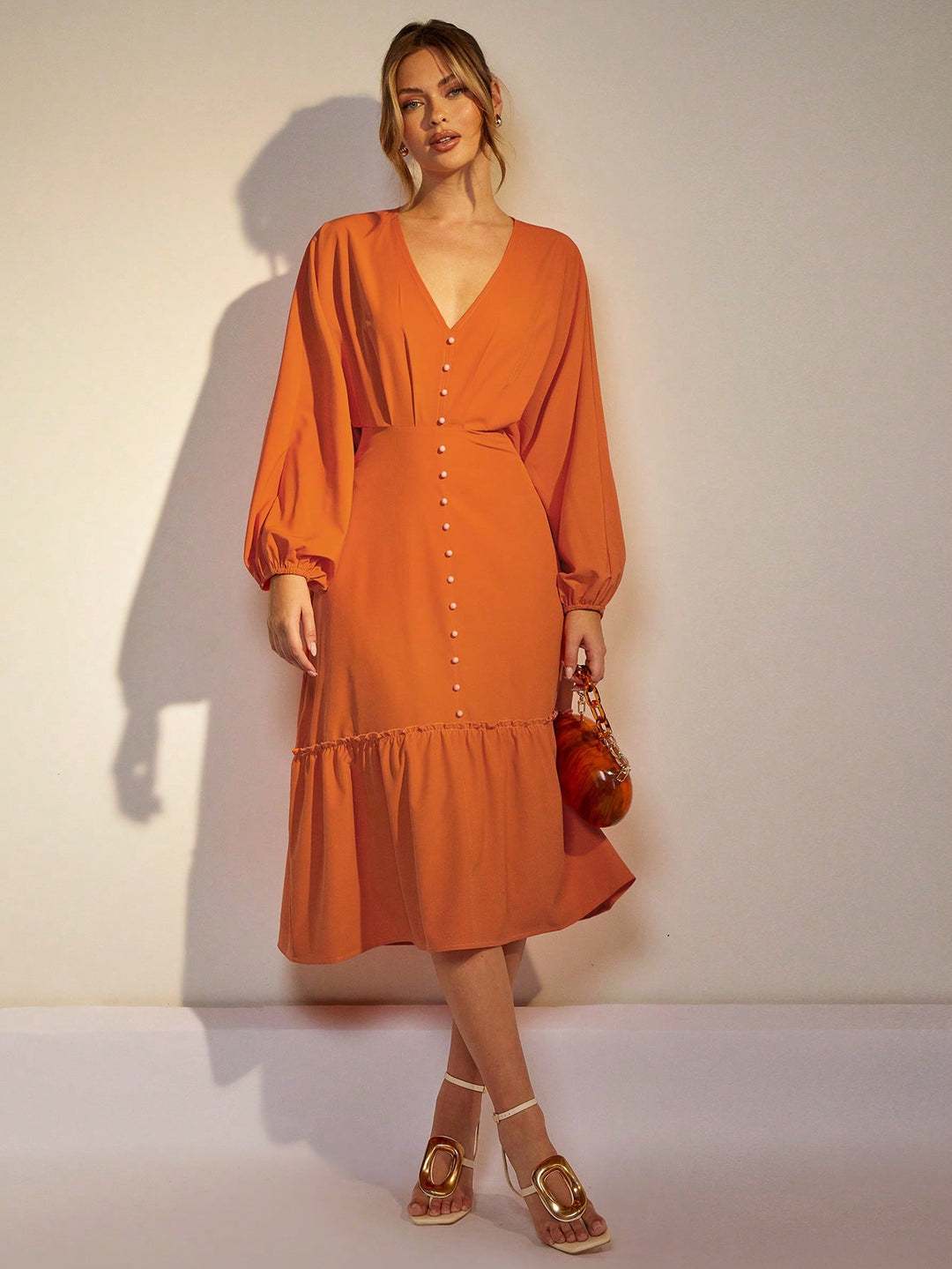 Rochie midi SHEIN, portocaliu