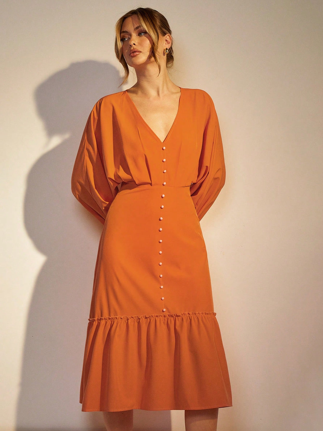 Rochie midi SHEIN, portocaliu