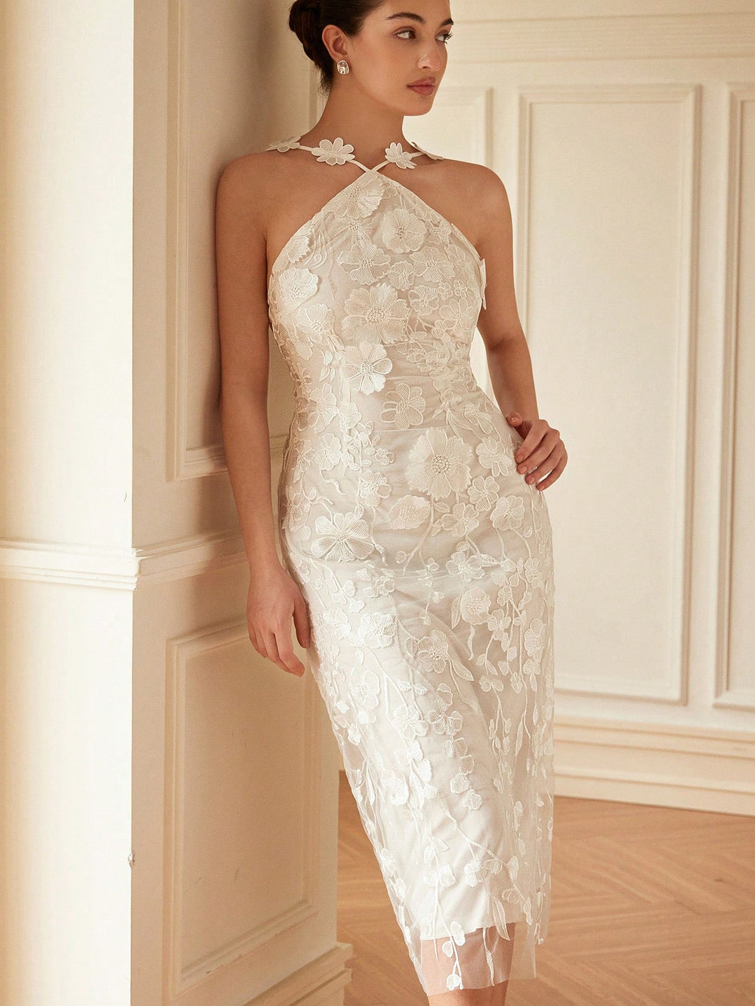 Rochie midi SHEIN, alb
