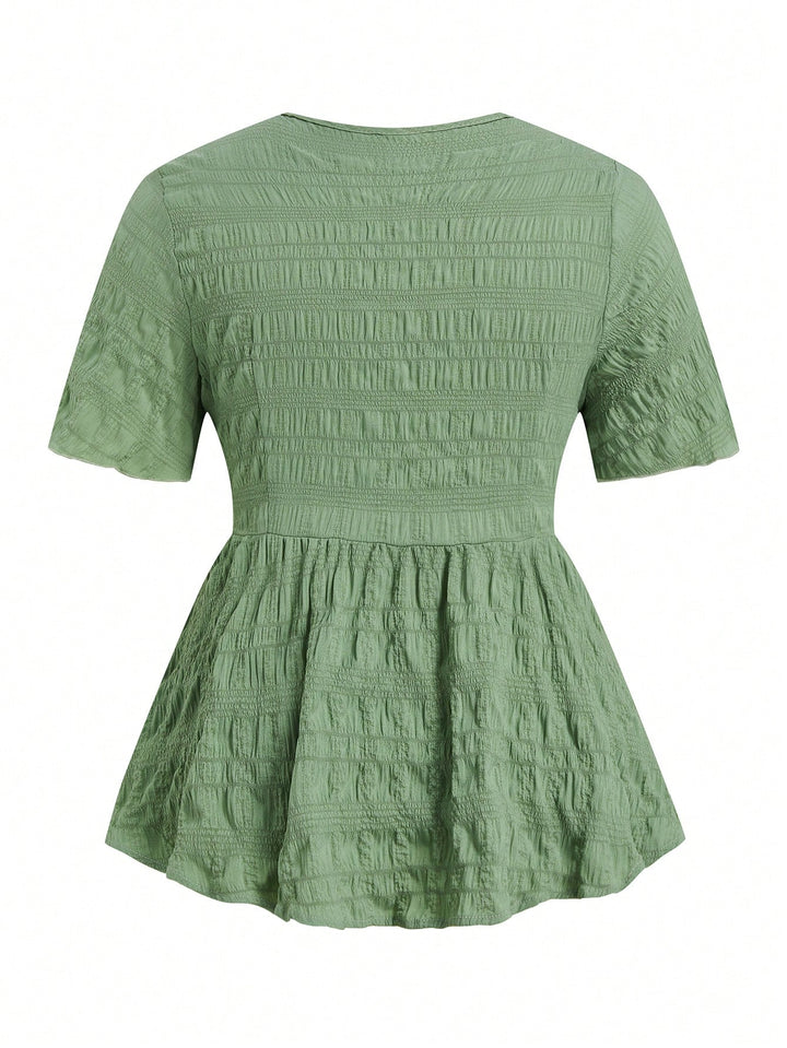Cămașă cu mânecă scurtă SHEIN, verde