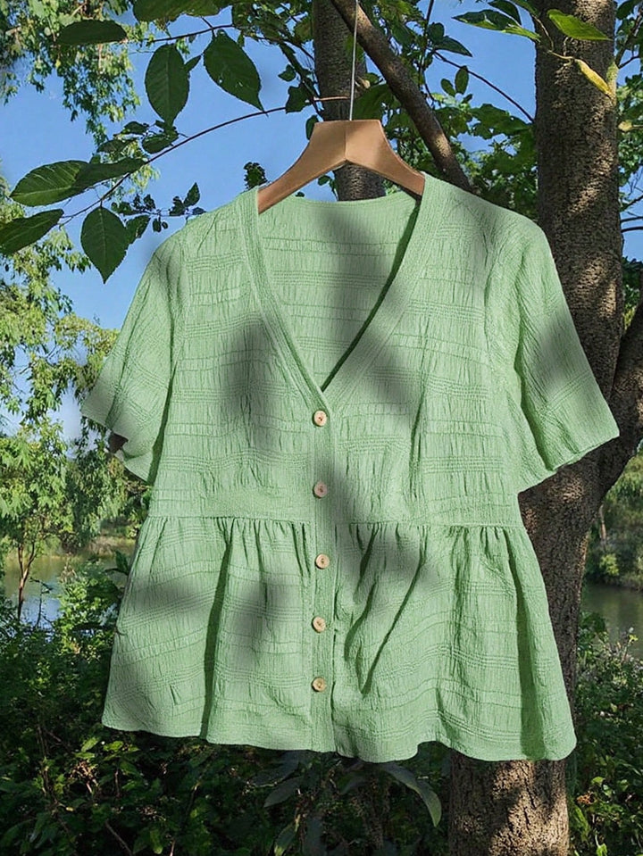 Cămașă cu mânecă scurtă SHEIN, verde